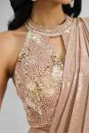 Light Bark Sequin Drape Saree