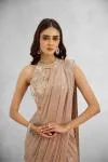 Light Bark Sequin Drape Saree