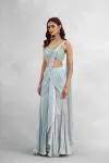 Ice Blue Satin Drape Saree