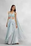 Ice Blue Satin Drape Saree