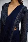 Navy Blue Georgette Drape Saree