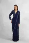 Navy Blue Georgette Drape Saree
