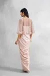 Champagne Gold Net Draped Gown