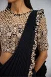 Pure Black Net Drape Saree