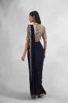 Pure Black Net Drape Saree