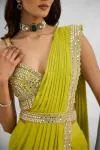 Lemon Green Net Drape Saree