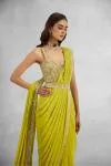 Lemon Green Net Drape Saree