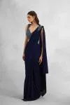 Intense Blue Embroidered Net Saree