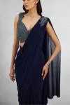Intense Blue Embroidered Net Saree