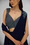 Intense Blue Embroidered Net Saree