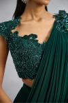 Bottle Green Net Drape Saree