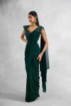 Bottle Green Net Drape Saree