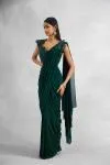 Bottle Green Net Drape Saree