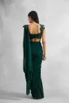 Bottle Green Net Drape Saree