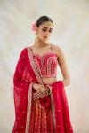Ombre Red Gharchola Lehenga Set