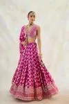 Magenta Pink  Banarasi Tissue Lehenga Set 