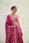 Magenta Pink  Banarasi Tissue Lehenga Set 