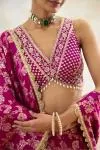 Magenta Pink  Banarasi Tissue Lehenga Set 