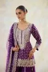 Periwinkle Raw Silk Sharara Set