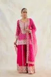Hot Pink Raw Silk Sharara Set 
