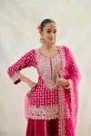 Hot Pink Raw Silk Sharara Set 