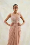 Misty Rose Drape Net Gown