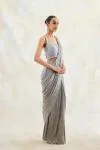 Textured Grey Drape Saree