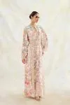 Cream White Printed Kaftan Set 