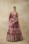 Garnet Red Crepe Lehenga Set