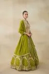 Solid Muted Yellow-Green Lehenga Set 