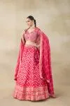 Hot Coral Banarasi Silk Lehenga Set 