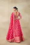 Hot Coral Banarasi Silk Lehenga Set 