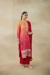 Ombre Red Silk Suit Set 