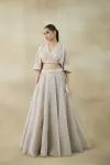 Bright Gray Organza Lehenga Set