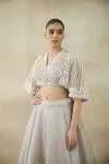 Bright Gray Organza Lehenga Set