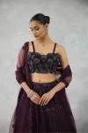 Deep Wine Net Lehenga Set
