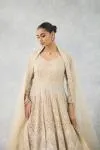 White Beige Anarkali Set
