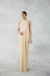 Beige Draped Net Gown
