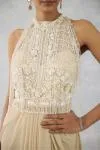 Beige Draped Net Gown