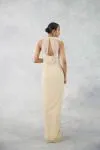 Beige Draped Net Gown