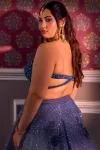 Organza geometrical Smokey Blue Lehenga 