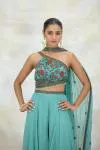 Teal Georgette Sharara Set