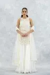Ivory Georgette Sharara Set