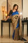 Black and cobalt blue Banarasi silk saree