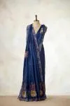 Navy Blue Tussar Silk Saree