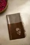 Silver & Burnished Brown Tissue Silk Saree