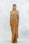 Molten Gold Satin Drape Saree