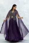 Dark Purple Chiffon Lehenga Set