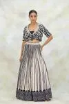 Black and Ivory Crepe Lehenga Set