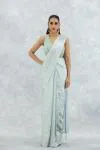Ash Blue Lycra Net Drape Saree